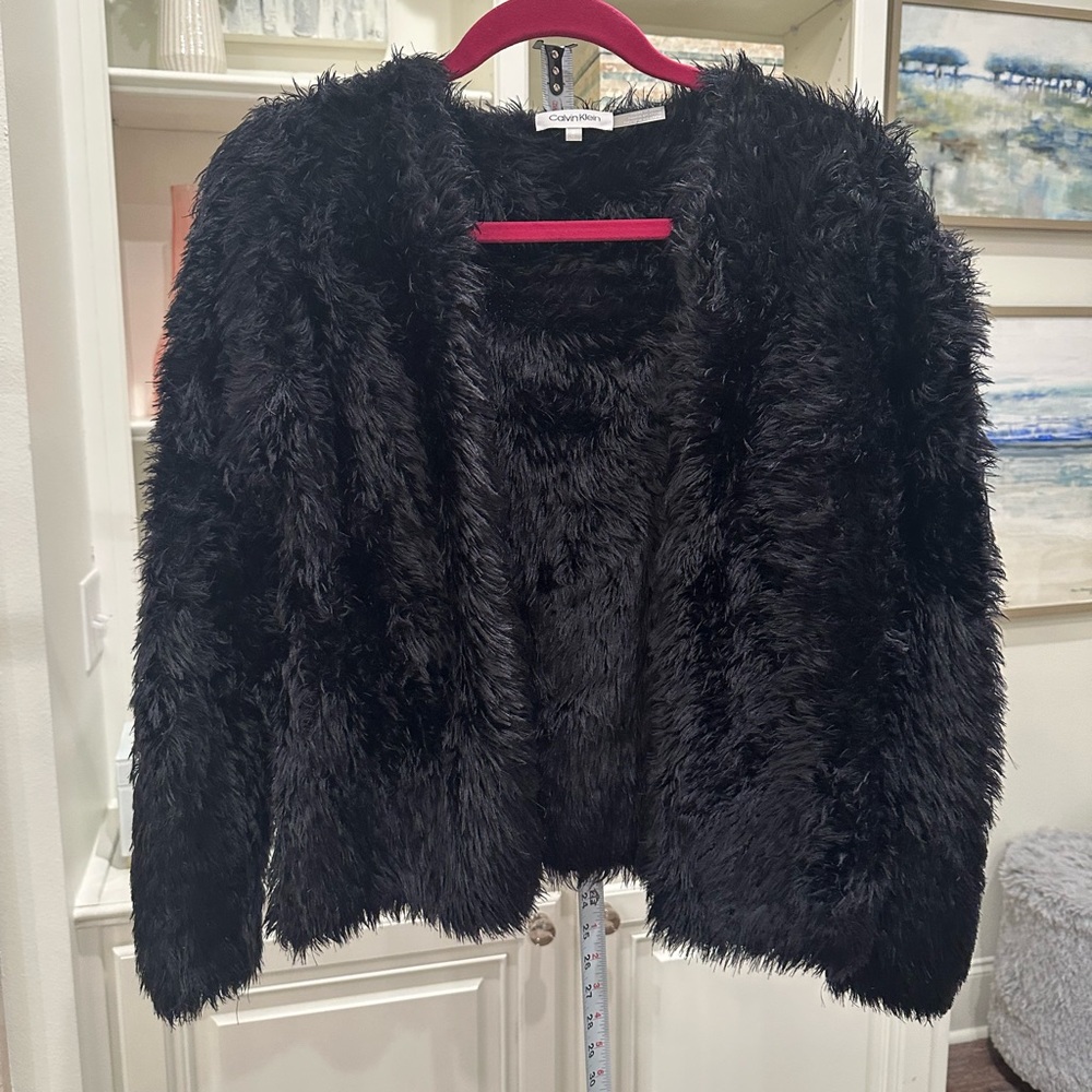 Calvin Klein Collection Black Faux Fur Jacket